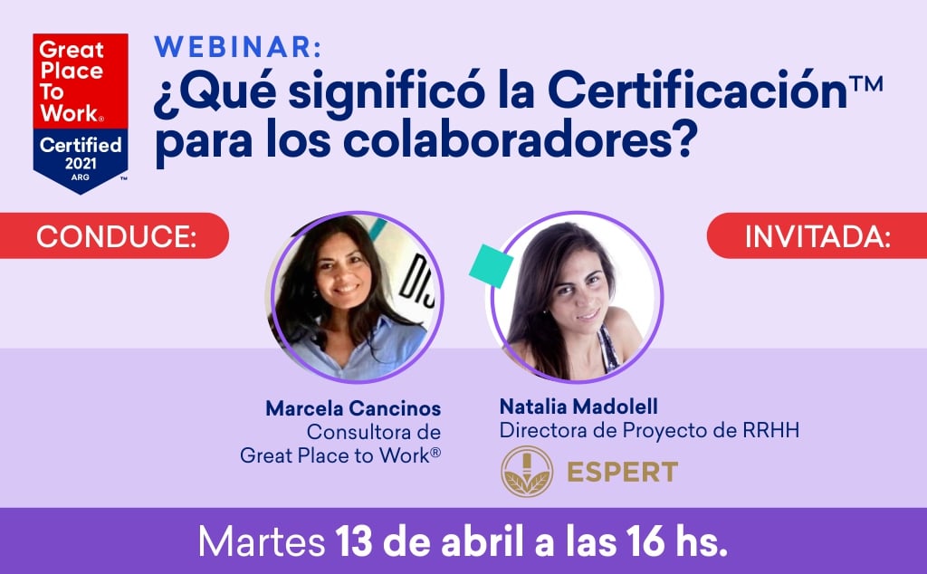 Invitación al Webinar con Espert: ¿Qué significó la Certificación para los colaboradores? 